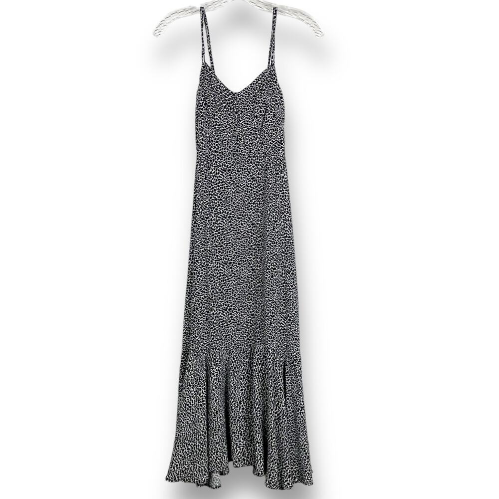 By Anthropologie Animal Print Sundress Ruffle Black and White Womens Size 0 - Picture 3 of 12